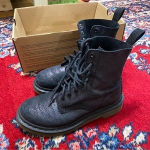 dr martens pascal crackle suede iridescent black boots